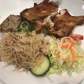 Basil Garden - #29 Lemongrass chicken, shredded pork and egg meatloaf on rice ($11) - Vietnamese Near Me - Vancouver, British Columbia Basil Garden - #29 Lemongrass chicken, shredded pork and egg meatloaf on rice ($11) - Vietnamese Near Me - Vancouver, British Columbia