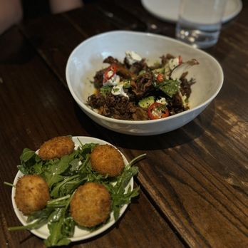 S.K.Y. - Croquettes and mushroom salad - New American Near Me - Chicago, Illinois