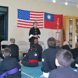 Wang's Martial Arts - Master Wang speaks to class