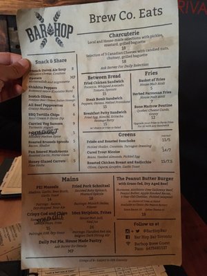 Menu photo 1 Bar Hop Toronto, ON