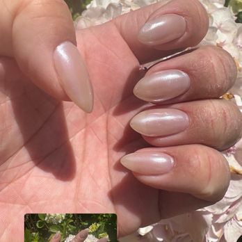 Aya Nails - Nude base with chrome finish - Nail Salons Near Me - Newport Beach, California Aya Nails - Nude base with chrome finish - Nail Salons Near Me - Newport Beach, California
