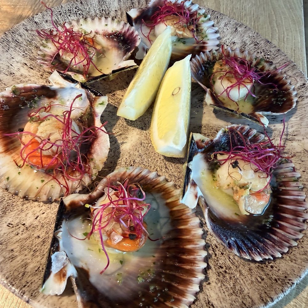 MANÁ 75 - Grilled scallops with beet sprouts - Mediterranean Near Me - Barcelona, B MANÁ 75 - Grilled scallops with beet sprouts - Mediterranean Near Me - Barcelona, B