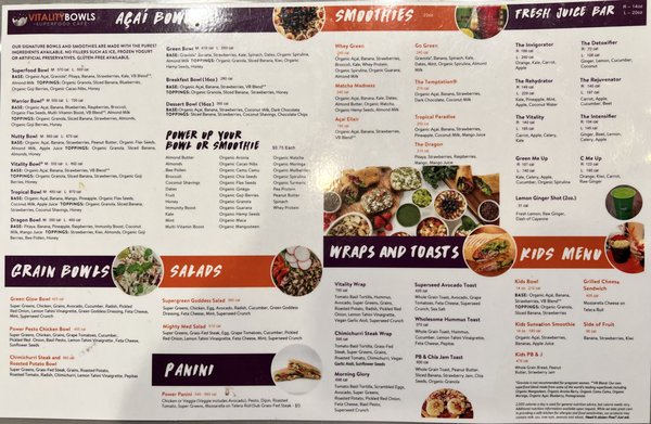 Menu photo 2 Vitality Bowls San Jose, CA Menu photo 2 Vitality Bowls San Jose, CA
