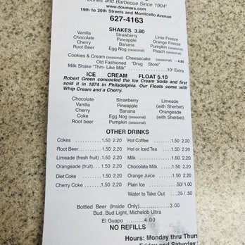 Doumar's Cones & Barbecue - Menu (Nov 2022) - Barbeque Near Me - Norfolk, Virginia