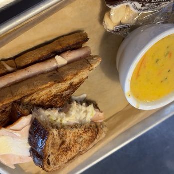 5 Lakes Brew Pub - Turkey Ruben with broccoli soup - Brewpubs Near Me - Byron Center, Michigan 5 Lakes Brew Pub - Turkey Ruben with broccoli soup - Brewpubs Near Me - Byron Center, Michigan