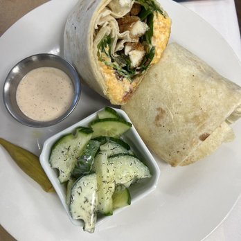 The Perfect Pear - a burrito with a side of cucumbers - Sandwiches Near Me - Perry, Georgia