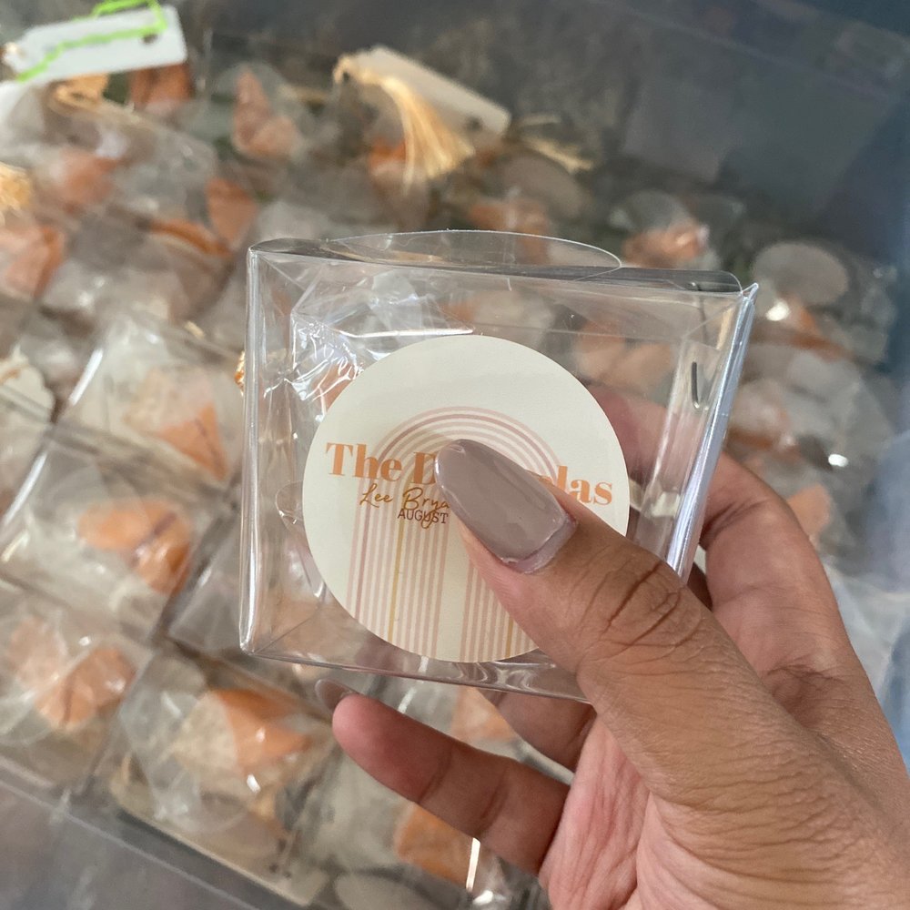 Fortune Cookie Factory - I placed each cookie into a clear Chinese takeout favor box and designed the stickers for our wedding guests. The cookies are beautiful!! - Desserts Near Me - Oakland, California Fortune Cookie Factory - I placed each cookie into a clear Chinese takeout favor box and designed the stickers for our wedding guests. The cookies are beautiful!! - Desserts Near Me - Oakland, California