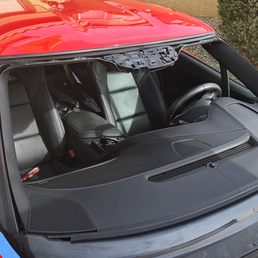 Here is the car with the windshield removed, revealing all the trim and electronics involved.  Ryan was a surgeon.