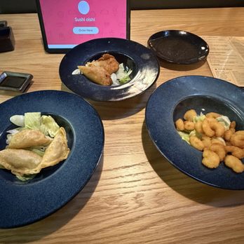 Sushi Oishii - Gyoza, egg roll and popcorn shrimp - Sushi Bars Near Me - Sterling Heights, Michigan Sushi Oishii - Gyoza, egg roll and popcorn shrimp - Sushi Bars Near Me - Sterling Heights, Michigan