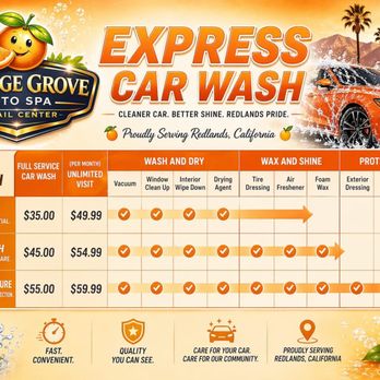 Orange Grove Auto Spa - The express car wash options - Car Wash Near Me - Redlands, California Orange Grove Auto Spa - The express car wash options - Car Wash Near Me - Redlands, California