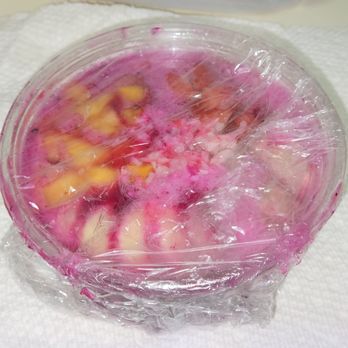 Bango - The lid didn't fit the bowl properly so she helped me saran wrapped to avoid spillage. - Acai Bowls Near Me - Centereach, New York