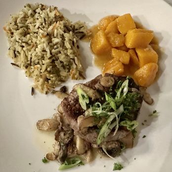 424 Walnut - Entree of filet mignon with mushrooms, butternut squash, and rice - Italian Near Me - Sewickley, Pennsylvania