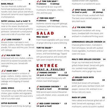 Mali Restaurant - Menu! - Thai Near Me - Atlanta, Georgia Mali Restaurant - Menu! - Thai Near Me - Atlanta, Georgia