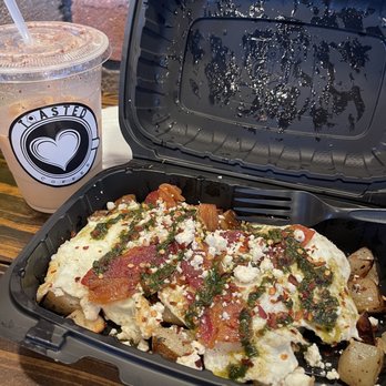 Toasted - 2 eggs & pesto potatoes - Coffee & Tea Near Me - Riverside, California