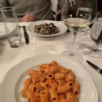 Carbone - Spicy Rigatoni Vodka and Linguini Vongole - Italian Near Me - New York, New York Carbone - Spicy Rigatoni Vodka and Linguini Vongole - Italian Near Me - New York, New York