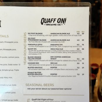Big Woods Bloomington - Quaff On beer menu - October 2022 (see bar list for current draught offerings) - Breweries Near Me - Bloomington, Indiana Big Woods Bloomington - Quaff On beer menu - October 2022 (see bar list for current draught offerings) - Breweries Near Me - Bloomington, Indiana