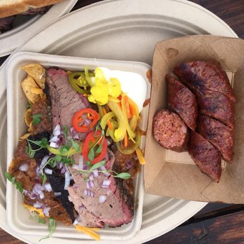 Micklethwait Craft Meats - Brisket frito pie and pork belly andouille sausage - Food Trucks Near Me - Austin, Texas