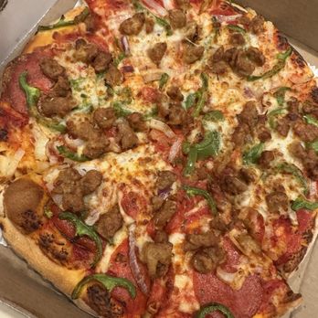 NYC Pizzeria - Sausage, onion, and green pepper with half pepperoni - Pizza Near Me - Vancouver, Washington