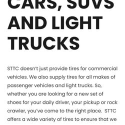 Service Tire Truck Ctr - The website advertising work on passenger vehicles.