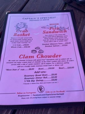 Menu photo 1 Captain's Corner Garibaldi, OR Menu photo 1 Captain's Corner Garibaldi, OR