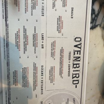 OvenBird - Menu - Tapas/Small Plates Near Me - Birmingham, Alabama