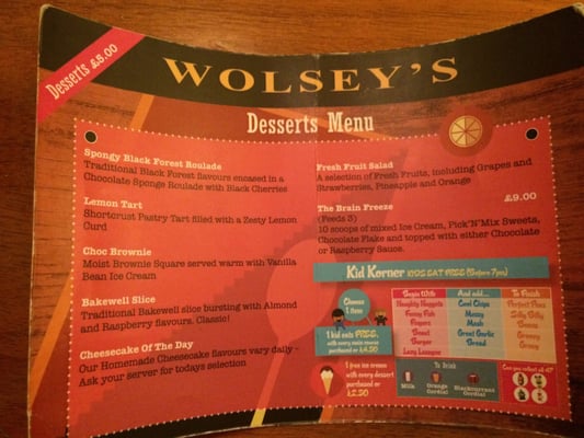 Menu photo 1 Wolsey's Bangor, NDN