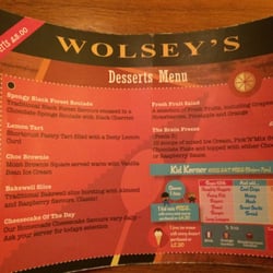 Wolsey's - Dessert menu