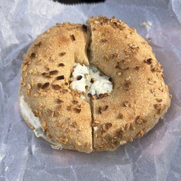 Onion bagel with scallion cream cheese Onion bagel with scallion cream cheese