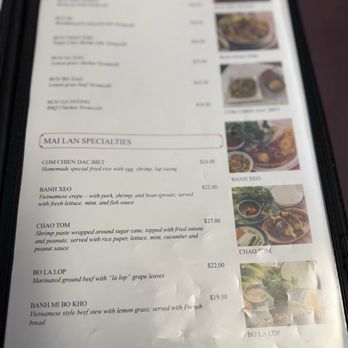 Mai Lan Fine Vietnamese Cuisine - Menu - Vietnamese Near Me - Honolulu, Hawaii