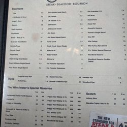 The Winchester - Bourbons, Ryes, Scotch, and The Winchester's Special Reserves menu.