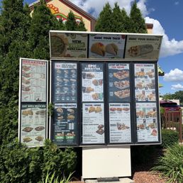 The menu board at the drive-thru The menu board at the drive-thru