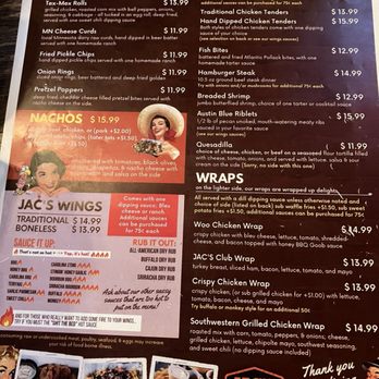 jac's bar grill - Menu - Sports Bars Near Me - Chatfield, Minnesota