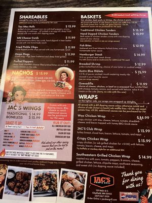 Menu photo 5 jac's bar grill Chatfield, MN