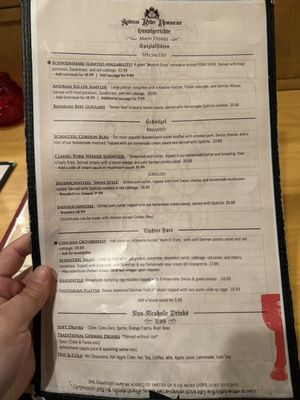 Menu photo 1 Andreas Keller German Restaurant Leavenworth, WA