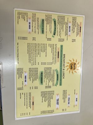Menu photo 1 Sun's Cafe Yuba City, CA Menu photo 1 Sun's Cafe Yuba City, CA