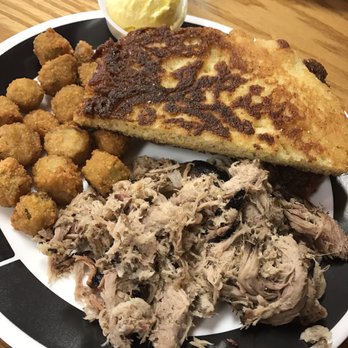 Back Porch Smokehouse - Smoked pork bbq with fried okra and fried cornbread. OMG. YUMMMM! - Barbeque Near Me - Mount Vernon, Kentucky