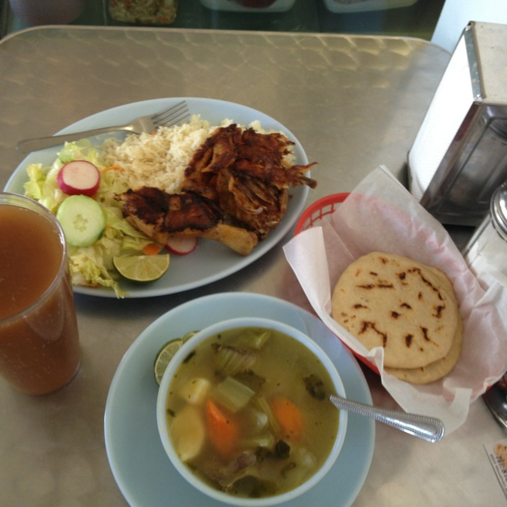 Estela's Restaurant - The entire meal of Salvadorian chicken soup! - Salvadoran Near Me - Pacoima, California