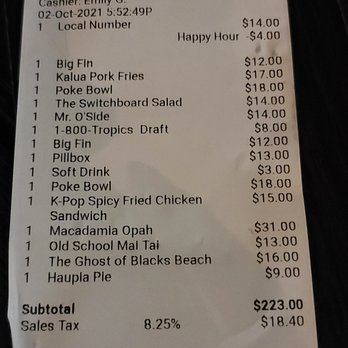 The Switchboard - A bit pricey but at least everything was good - Hawaiian Near Me - Oceanside, California The Switchboard - A bit pricey but at least everything was good - Hawaiian Near Me - Oceanside, California