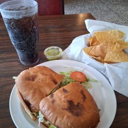 La Enchilada - Chicken Torta w/ chips n a Dr Pepper