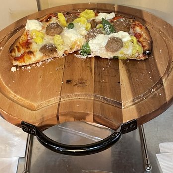 The Oak & Brazen Wine Company - Meatball Pizza- so good we couldn't wait to take the pic first - Wineries Near Me - Delaware, Ohio The Oak & Brazen Wine Company - Meatball Pizza- so good we couldn't wait to take the pic first - Wineries Near Me - Delaware, Ohio