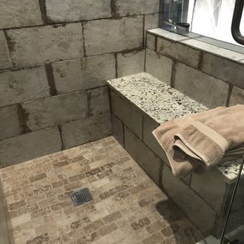 Daniels Construction - Had to have a seat in the shower! Total frameless glass with shower guard, so worth the money! - General Contractors Near Me - Kaufman, Texas Daniels Construction - Had to have a seat in the shower! Total frameless glass with shower guard, so worth the money! - General Contractors Near Me - Kaufman, Texas