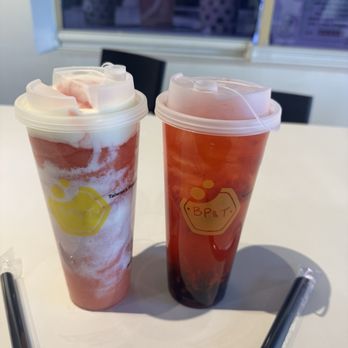 Bubble Puff & Tea - Strawberry cheese slush and strawberry tea boba - Bubble Tea Near Me - Pasadena, California