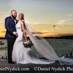 Clarks Landing Yacht Club - Bride & Groom at sunset at Clarks Landing
