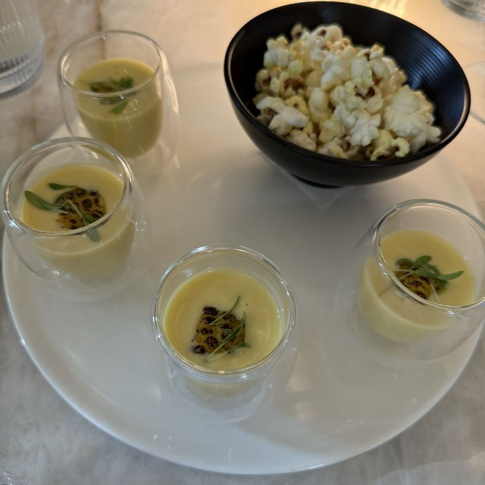 Le Jardinier - Corn Veloute and popcorn - French Near Me - Houston, Texas Le Jardinier - Corn Veloute and popcorn - French Near Me - Houston, Texas