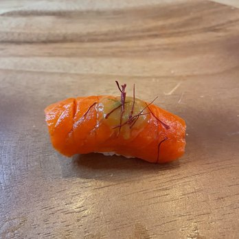 omakase room by maaser - Salmon with yuzu and safrom - Sushi Bars Near Me - New York, New York omakase room by maaser - Salmon with yuzu and safrom - Sushi Bars Near Me - New York, New York