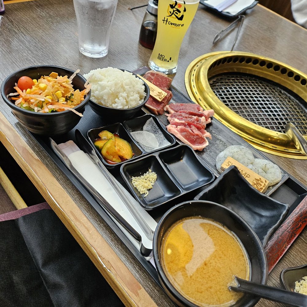 Homura Yakiniku - $20 Lunch set - Duck, New York steak and Shrimp  Yuzu beer - Japanese Near Me - Vancouver, British Columbia