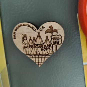 Wigwam Motel - $4.32 after tax, magnet found inside gift shop) lobby - Hotels Near Me - San Bernardino, California Wigwam Motel - $4.32 after tax, magnet found inside gift shop) lobby - Hotels Near Me - San Bernardino, California