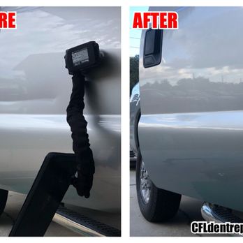 Central Florida Dent Repair - Ford F-250 rear door repaired at the customer's home without painting. - Mobile Dent Repair Near Me - Sanford, Florida Central Florida Dent Repair - Ford F-250 rear door repaired at the customer's home without painting. - Mobile Dent Repair Near Me - Sanford, Florida