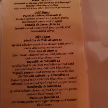Meson Sabika - Datiles con cabrales y almendras, dates with blue cheese and almonds on bar menu, No Bacon mentioned. - Tapas Bars Near Me - Naperville, Illinois