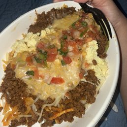 Calico Hash with eggs